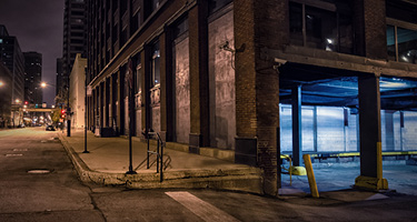 Warehouse in New York at night