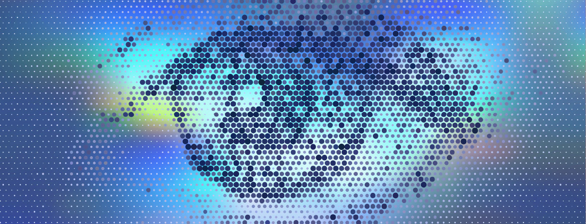 Pixelated eye with rainbow effect