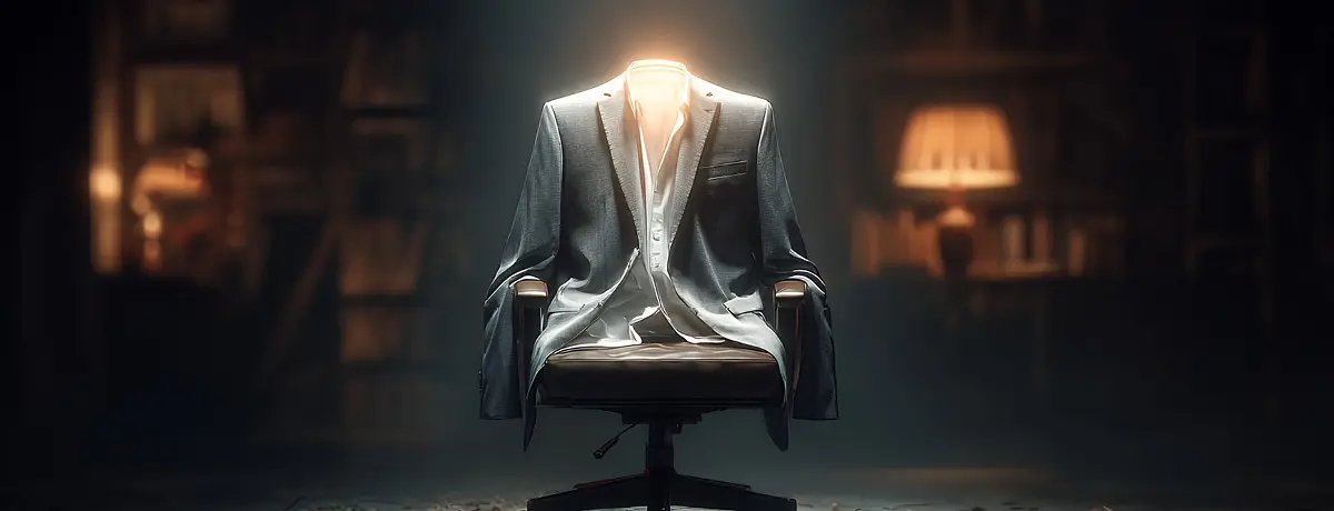 An empty office chair with a suit jacket, symbolizing an absent professional on a leave of absence.