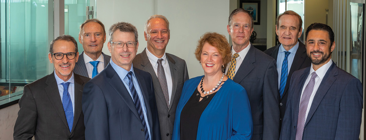 Group of lawyers pose for law firm picture
