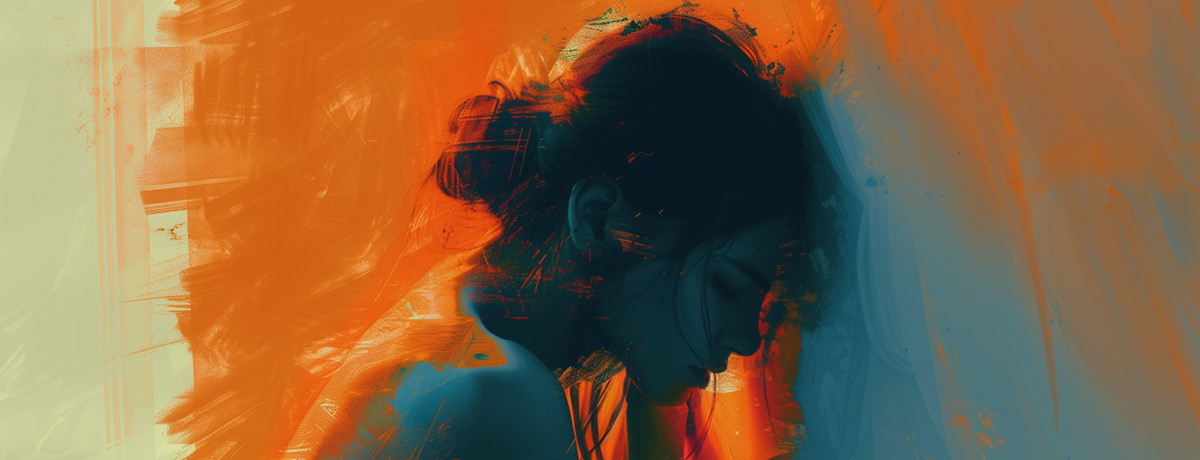 Animated woman sits with her eyes closed
