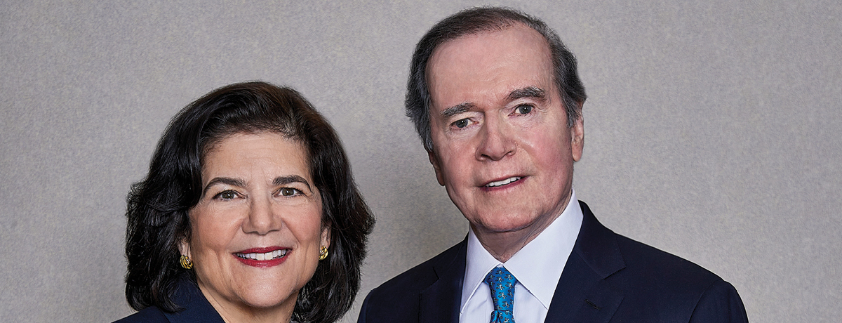 Male and female lawyer in blue suits