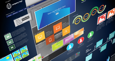 A website layout showcasing content creation with sections for images, text, and navigation.