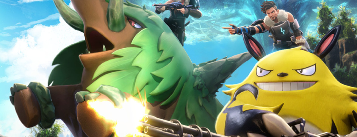 Animated figures with guns stand on top of creatures