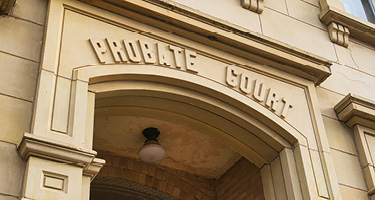 Picture of archway outside of probate courthouse