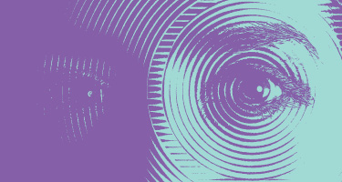 Close up on two eyes with spirals