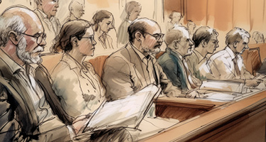 A Watercolor Illustration of Twelve Jurors