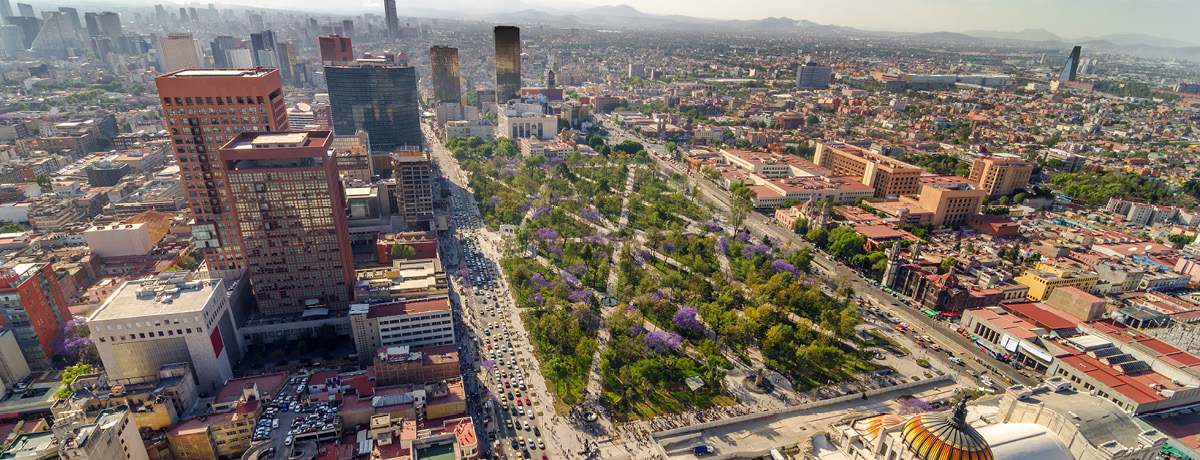 Sky view of Mexico city scape