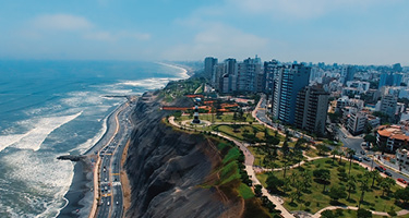 Landscape of Peru city with cliffside and ocean