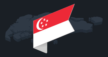 Singapore flag over outline of country