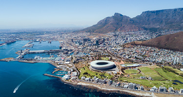 Sky view of South Africa town and waterways