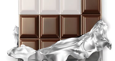 Chocolate bar being unwrapped from foil