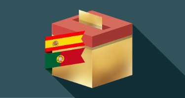 Voting box with Spain and Portugal flag on it 