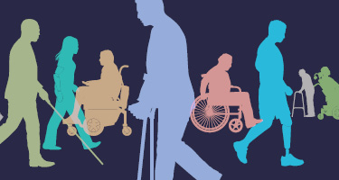 Silhouettes of different people with disabilities