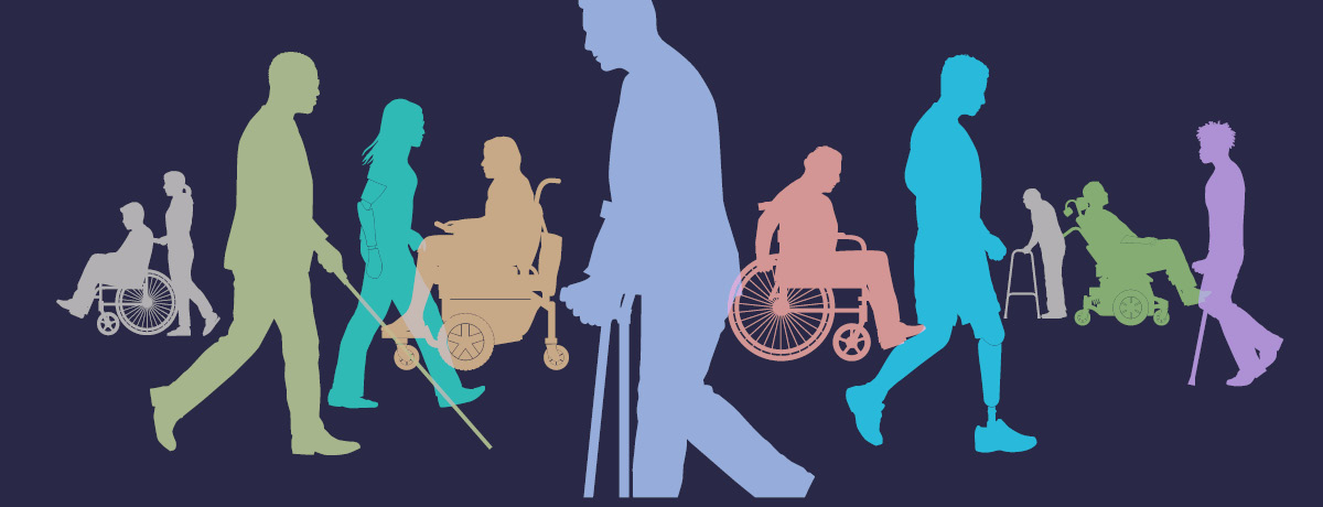 Silhouettes of different people with disabilities