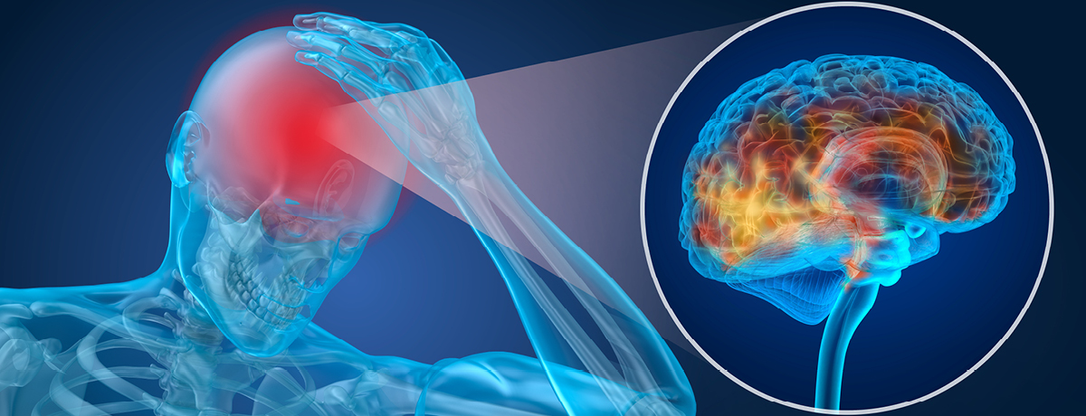 Blue Body X-Ray with Red Brain Injury