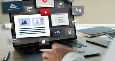 Laptop screen displaying website tools to improve client conversion rates