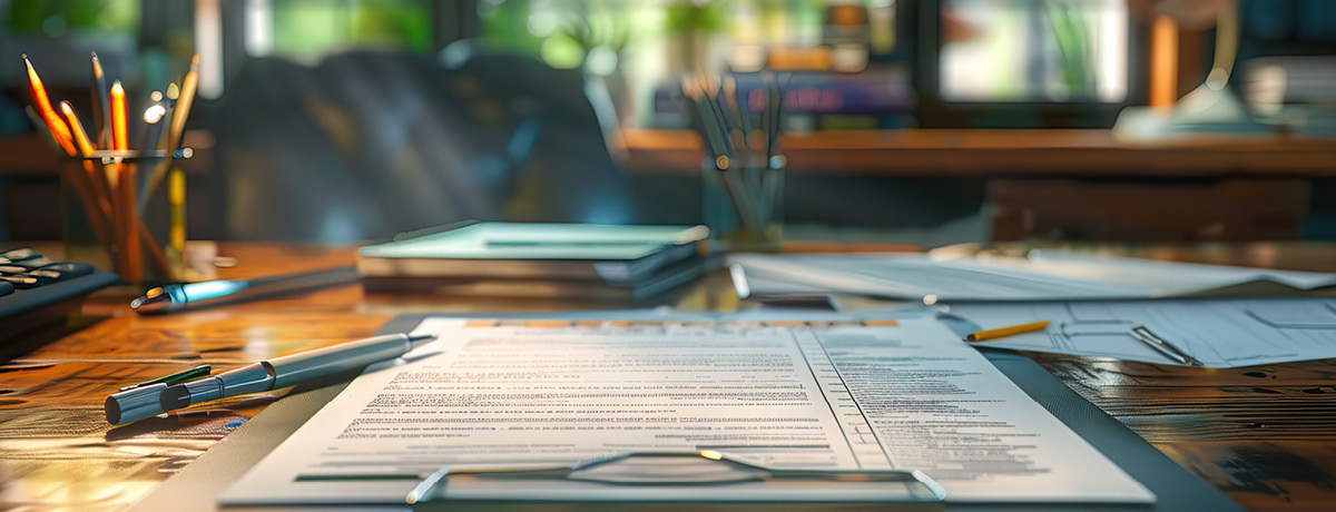 An open contract on a wooden desk with a pen beside it, symbolizing legal review.
