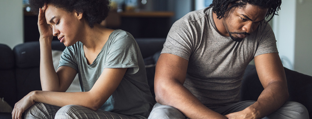 Resigned couple going through divorce