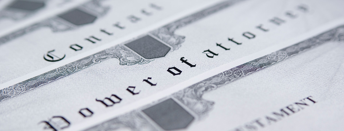 Close-up of a power of attorney document, symbolizing legal authority, revocation rights, guardiansh