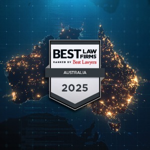 Best Law Firms 2025 logo over Australia