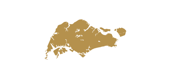 An image of a gold outline of Singapore