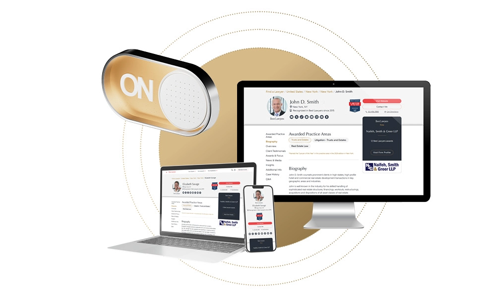  Attorney profile for John D. Smith shown on desktop, laptop and mobile devices 