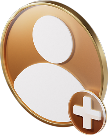 Coin with person icon and plus sign