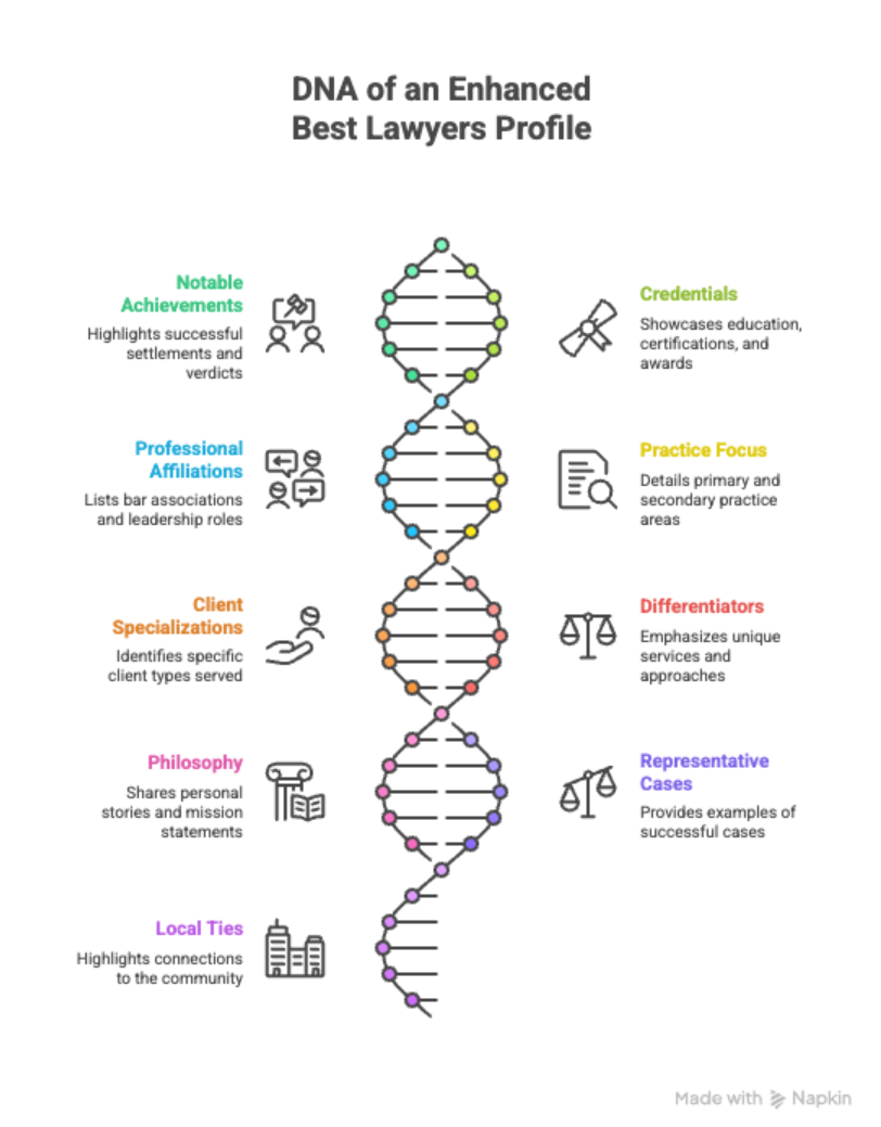 Infographic of an enhanced Best Lawyers Profile 