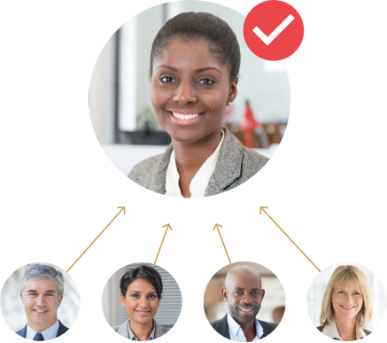 Four colleagues giving feedback for fifth''s inclusion