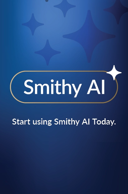 Smithy AI button on dark blue background