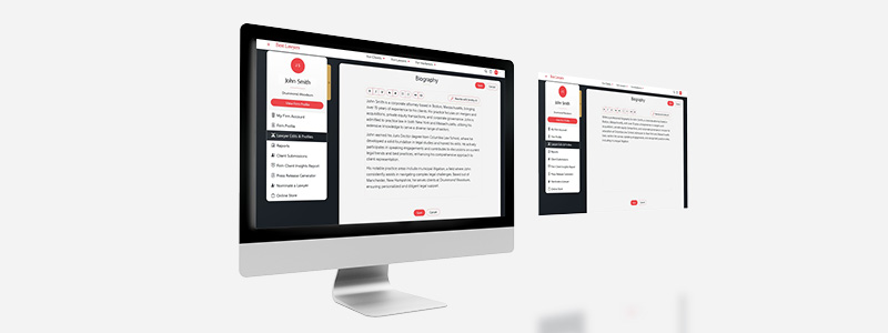 Smithy AI interface for drafting and refining a lawyer biography